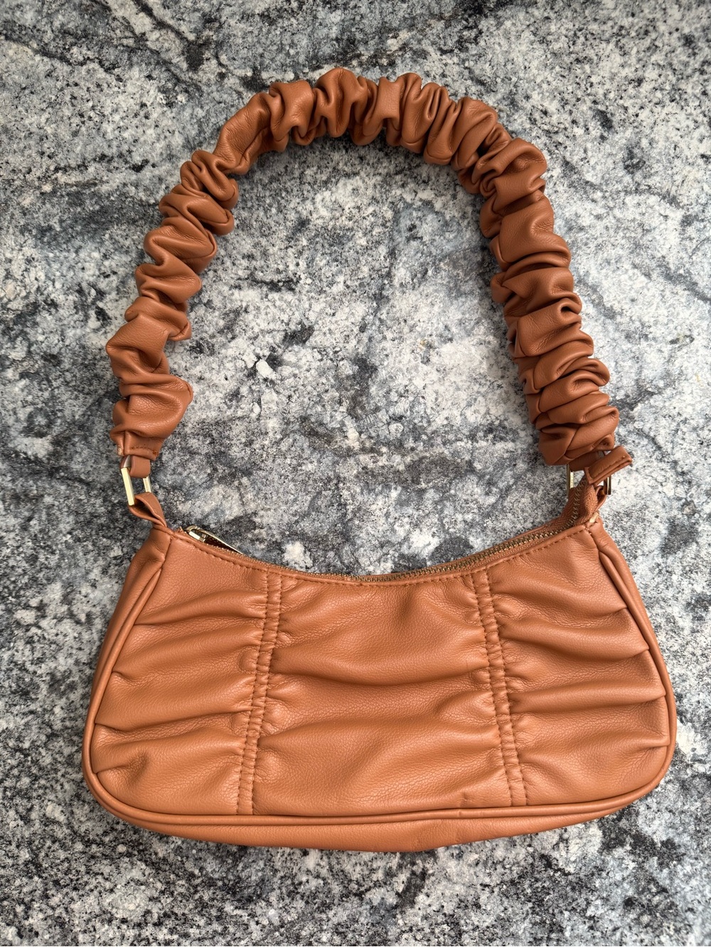 Wild Fable Brown Ruched Shoulder Bag Scrunch Strap Y2K Baguette Purse